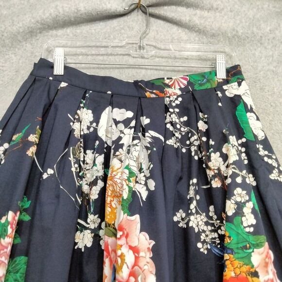 Grace Karin A-Line Skirt Womens Size M Navy Blue Floral Pleated Short Stretch - Picture 7 of 11